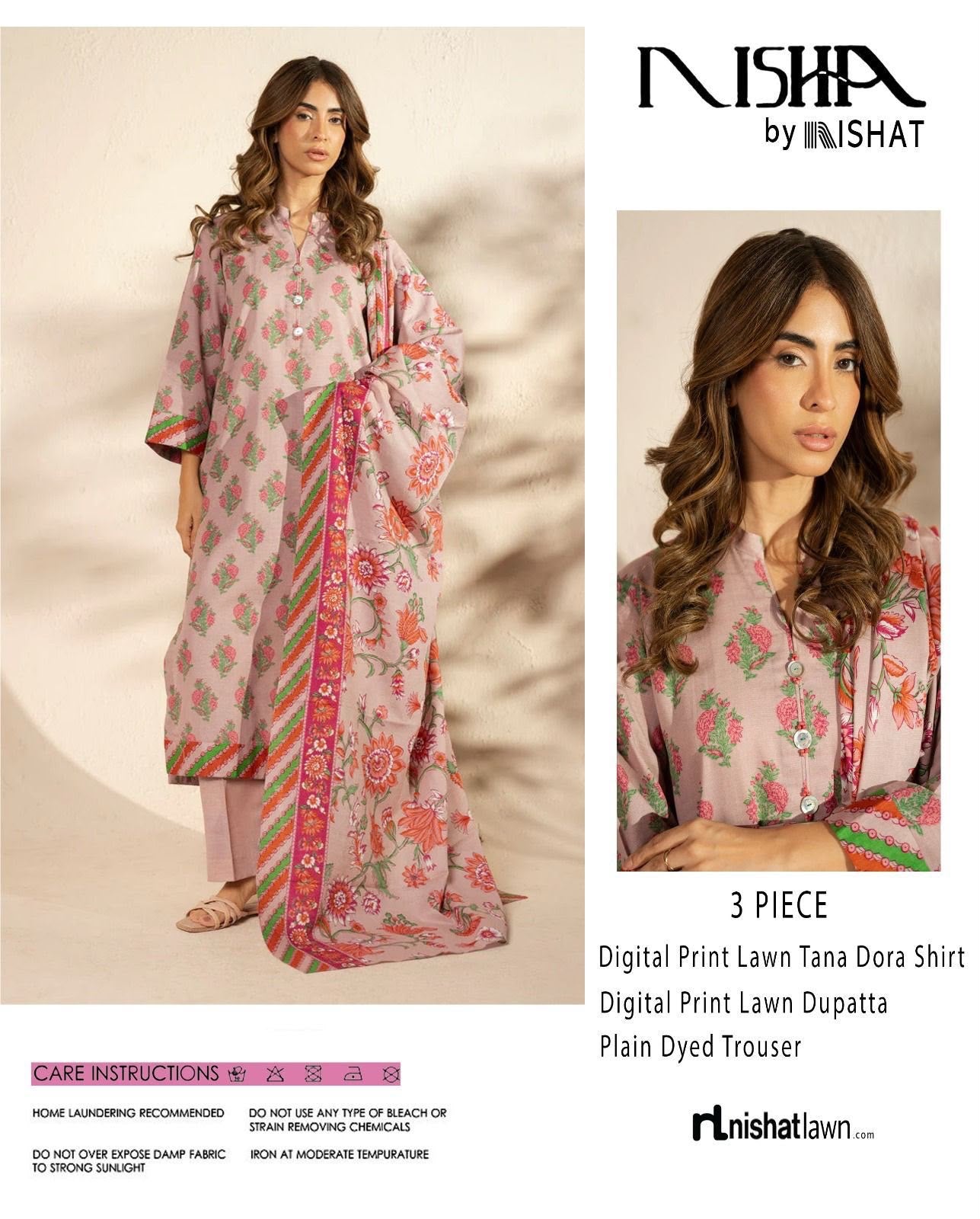 Nishat 3pc Lawn with Lawn Dupata